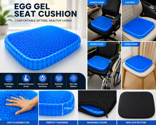 Egg Gel Seat Cushion - Relieve Back & Tailbone Pain While Sitting