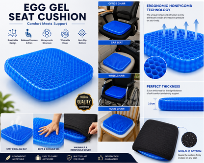 Egg Gel Seat Cushion - Relieve Back & Tailbone Pain While Sitting