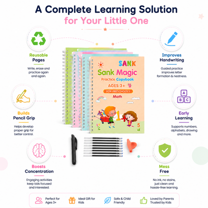 Reusable Magic Practice Copybook | Loved by Parents | 4 Book + 10 Refill