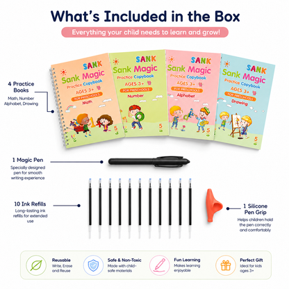 Reusable Magic Practice Copybook | Loved by Parents | 4 Book + 10 Refill