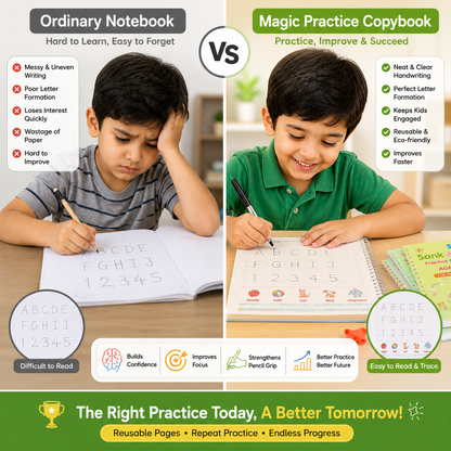 Reusable Magic Practice Copybook | Loved by Parents | 4 Book + 10 Refill